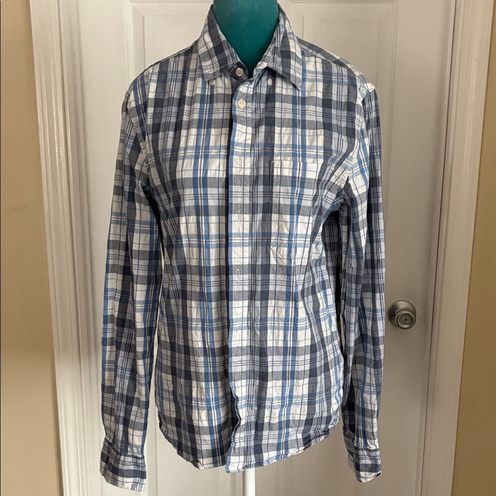 Falls Creek Men's Casual Plaid Shirt - Blue and White